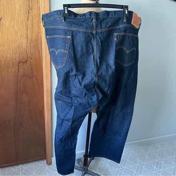 LEVIS Men's sz 56 x 32 501 Dark Wash Button Fly Jeans Blue Denim - Picture 5 of 12